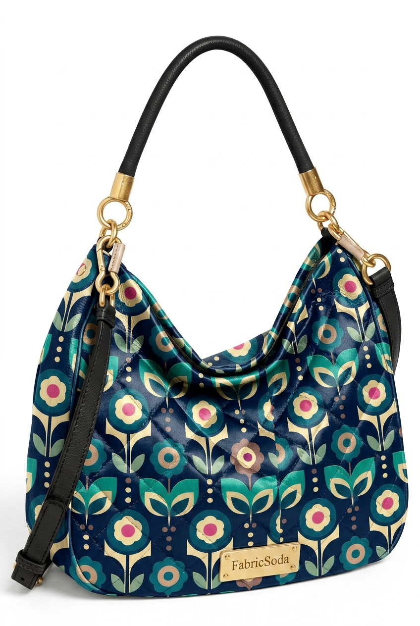 FS082 Teal Geometric Printed Fabric