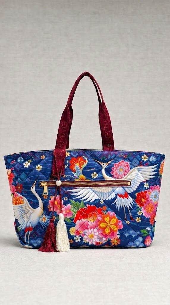 FS084 Japanese Style Crane Floral Seamless Pattern JPG