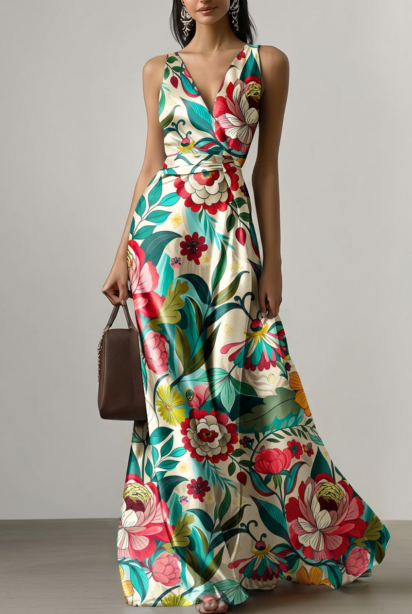FS086 Multicolour Flower Printed Fabric