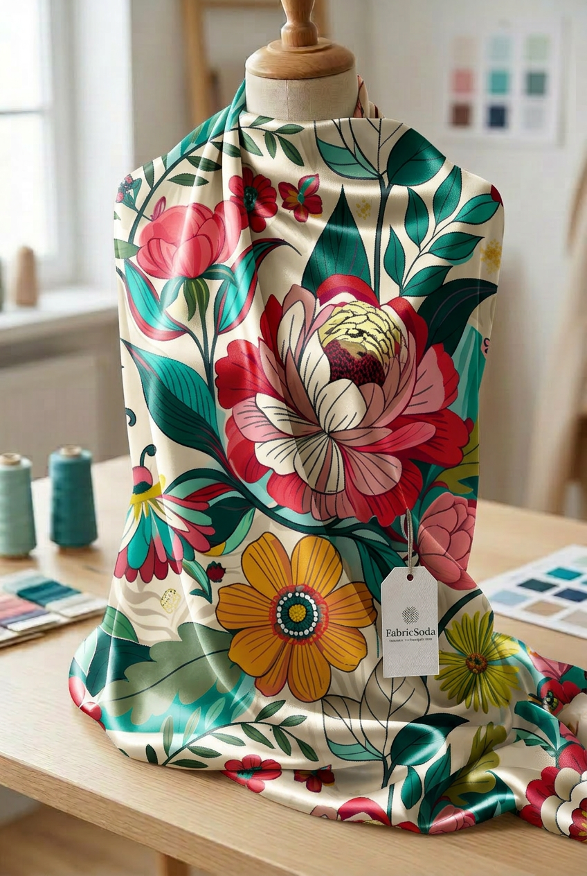 FS086 Colourful Flower Printed Fabric