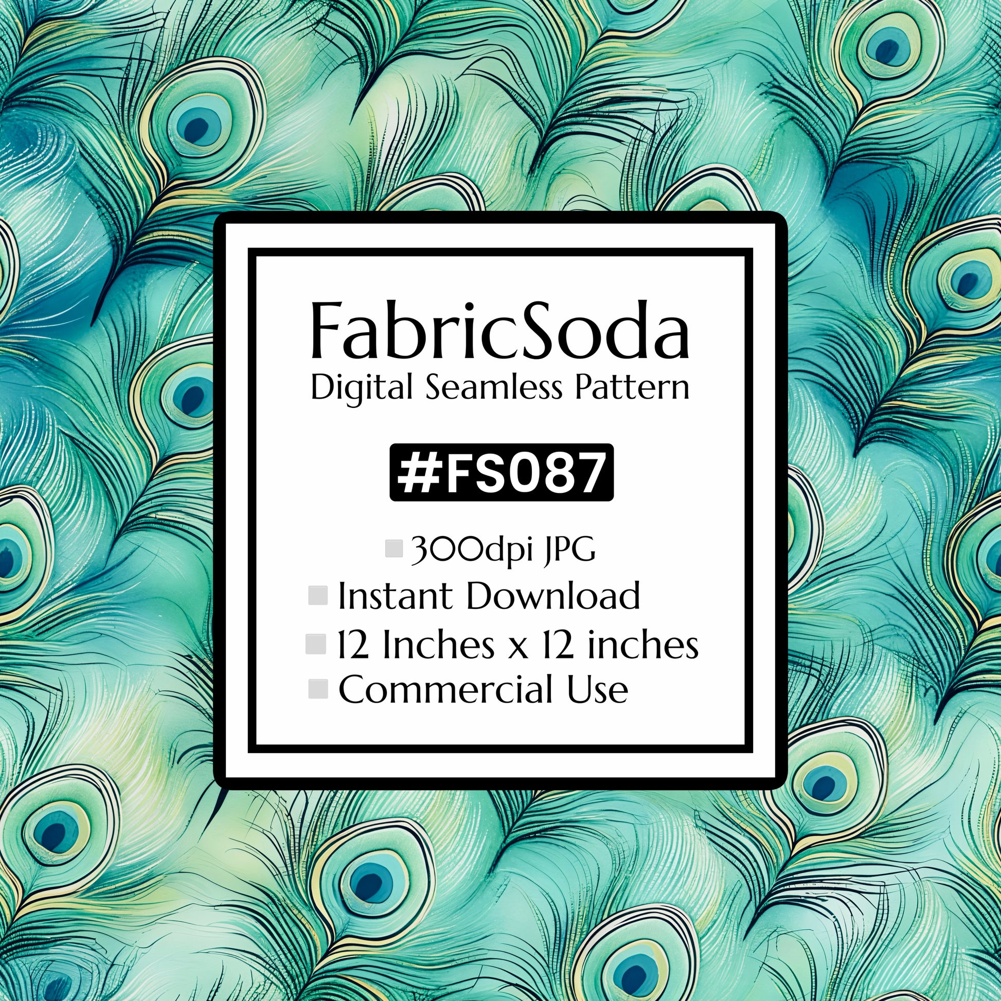 FabricSoda digital seamless pattern with peacock feather design
