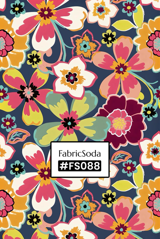 FS088 Colourful Blooming Flowers Printed Fabric