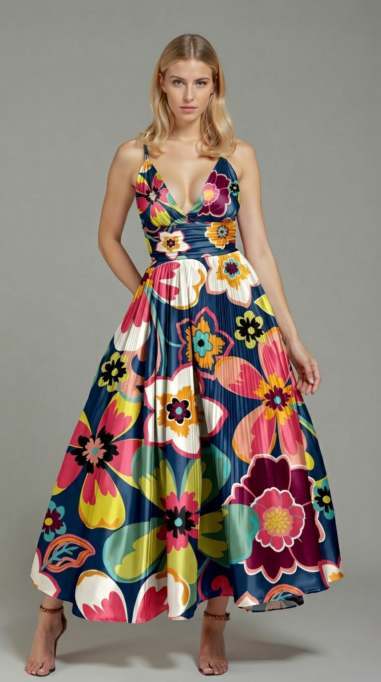 FS088 Colourful Blooming Flowers Printed Fabric