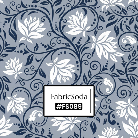 FS089 Greyish Blue Floral Seamless Pattern PNG