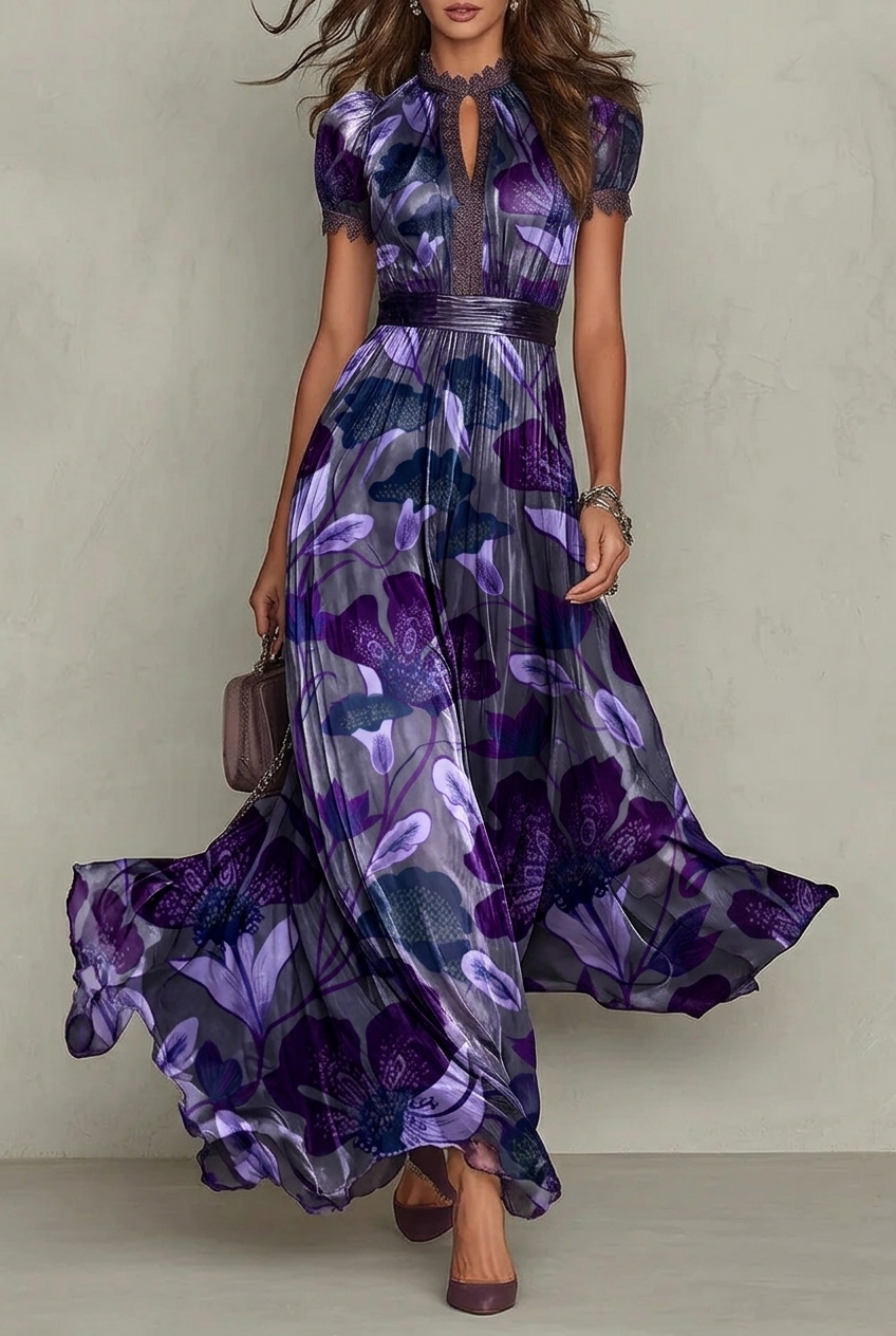 FS089 Violet Garden Floral Fabric for dress 