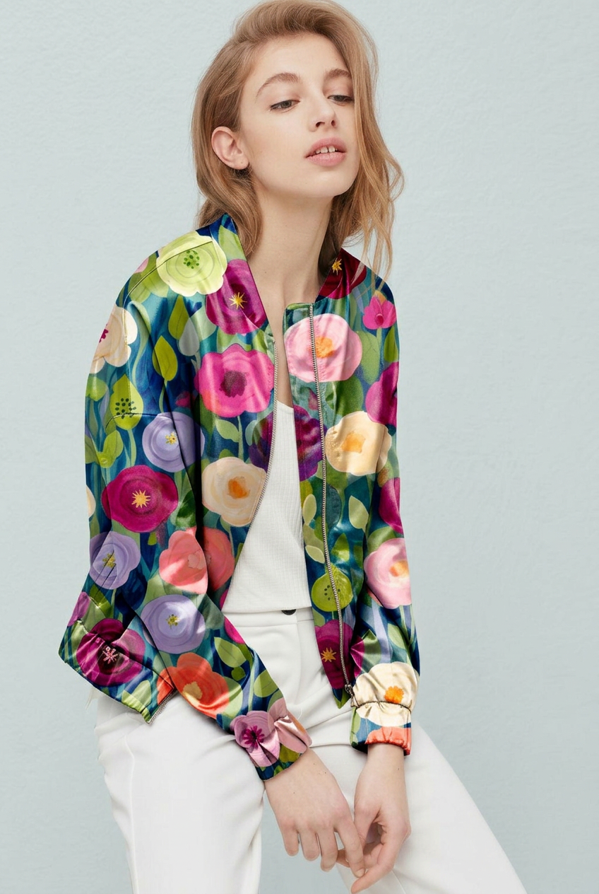 FS090 Colourful Flower Garden Fabric For clothing 