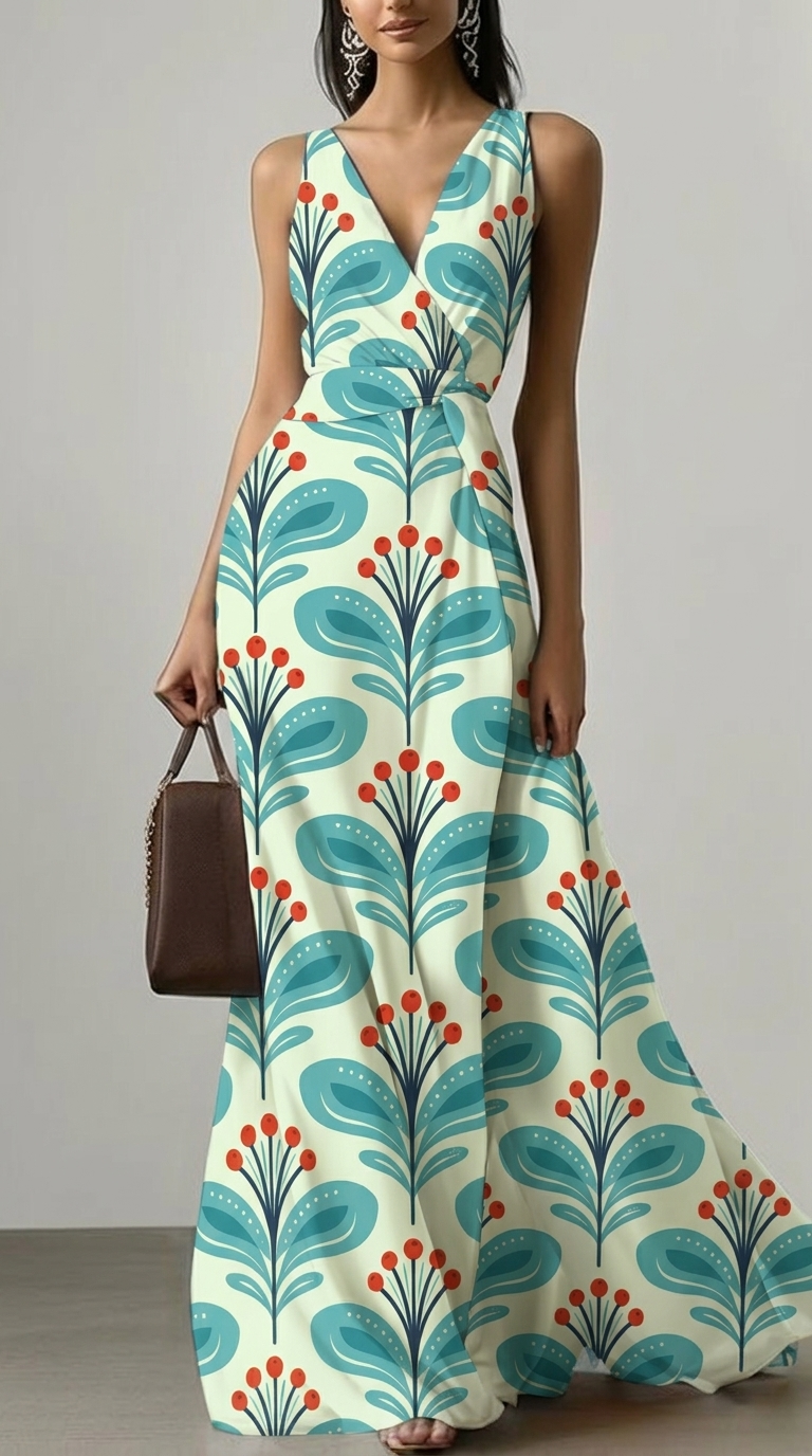 FS091 Fancy Blue Floral Printed Fabric
