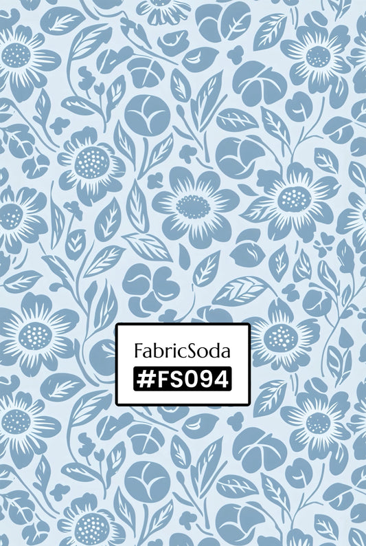 FS094 Light Blue Floral Printed Fabric
