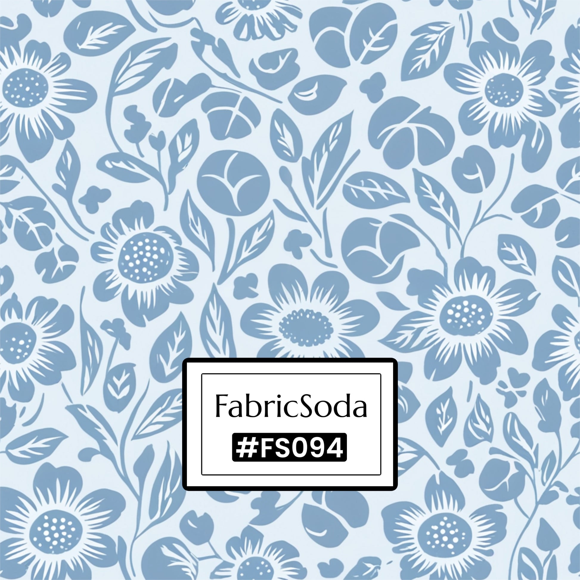 FS094 Light Blue Floral Printed Fabric