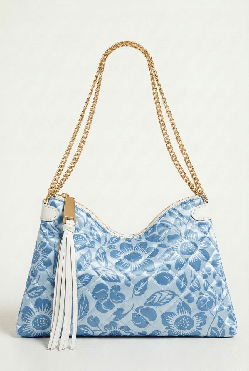 FS094 Light Blue Floral Printed Fabric
