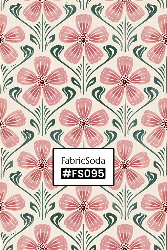 FS095 Pink Flower Printed Fabric