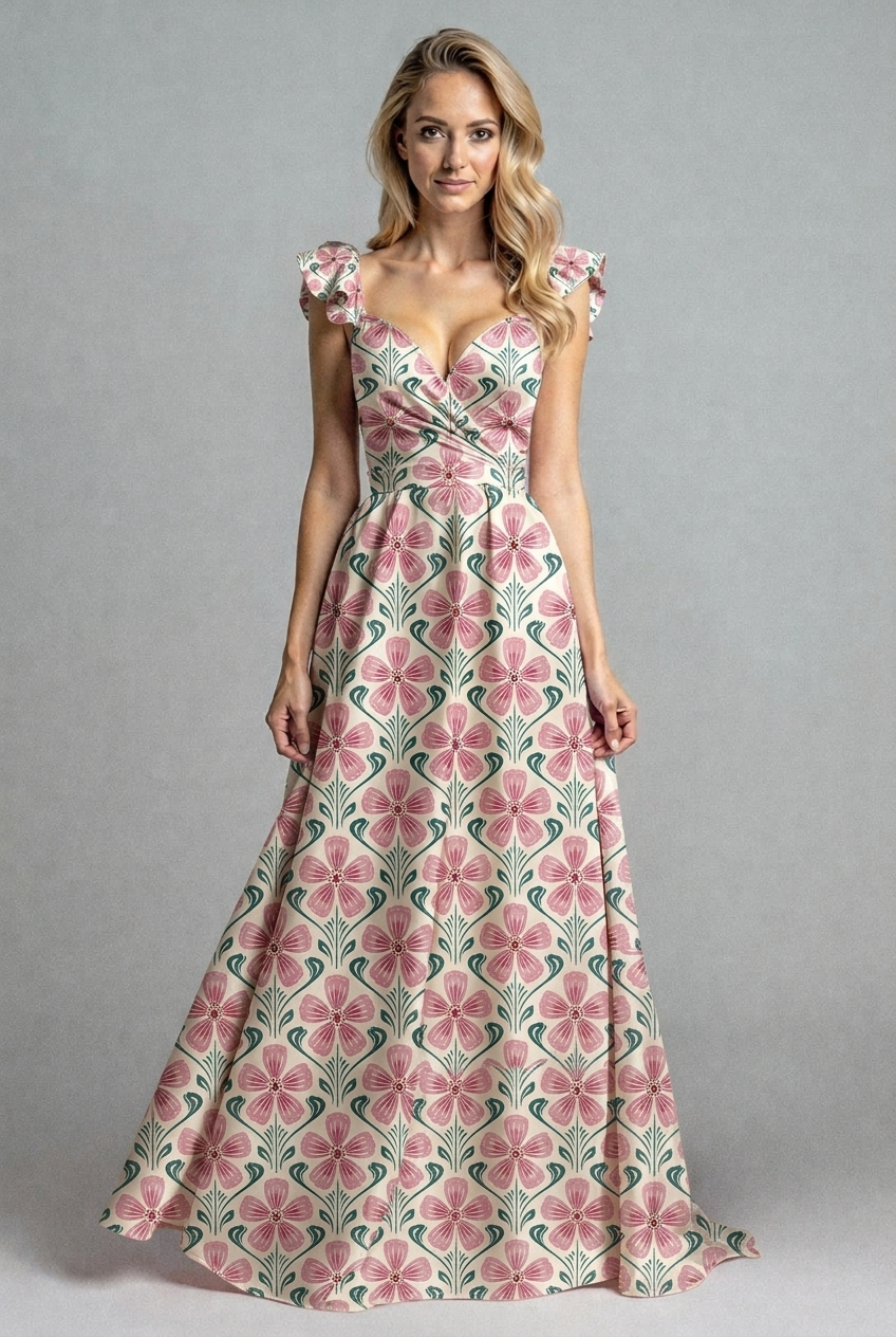 FS095 Pink Flower Printed Fabric