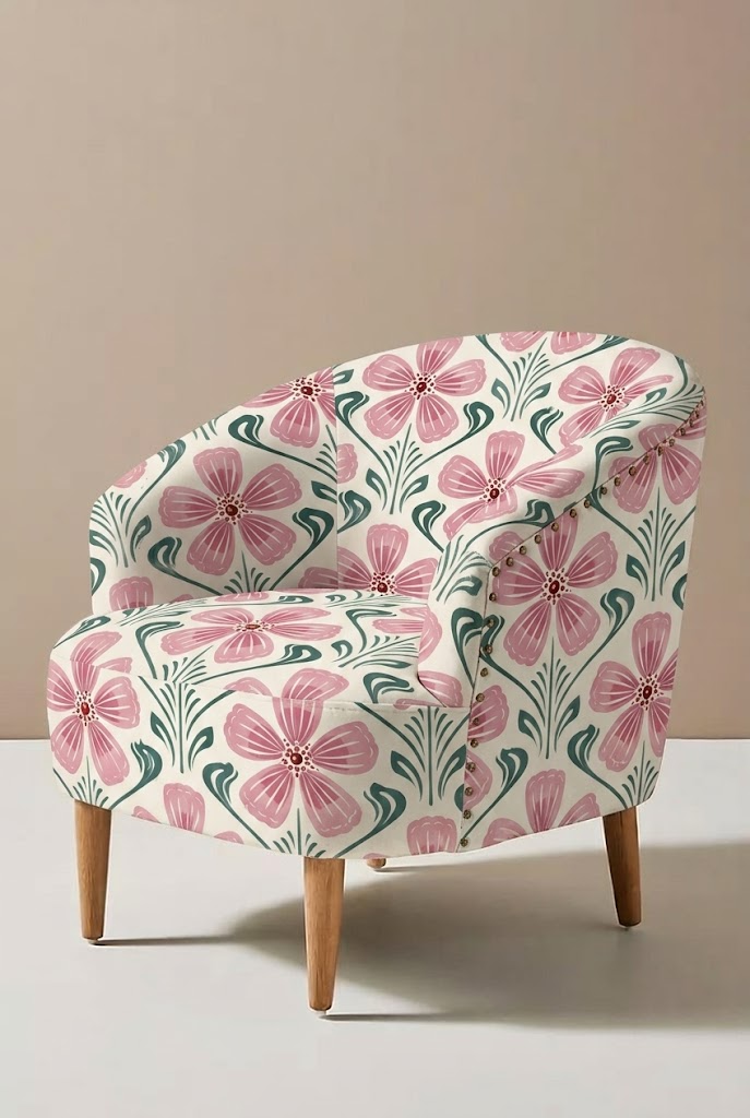 FS095 Pink Flower Printed Fabric