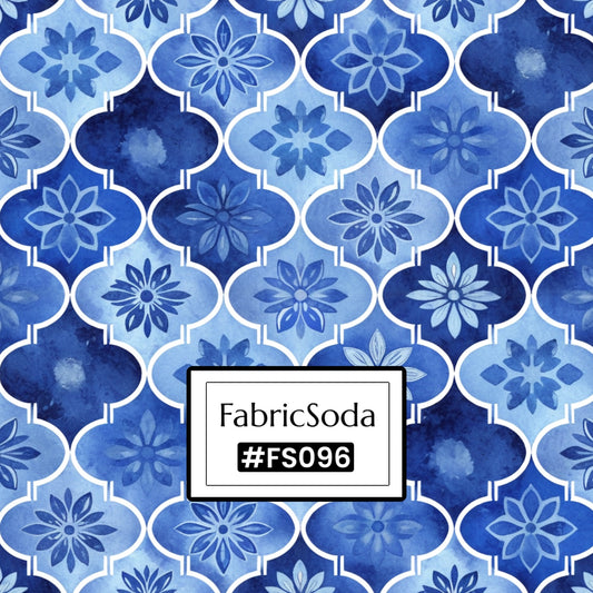 FS096 Blue Watercolour Floral Printed Fabric