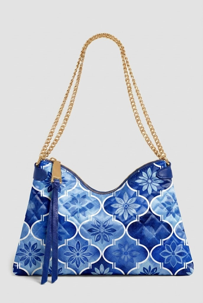 FS096 Blue Watercolour Floral Printed Fabric