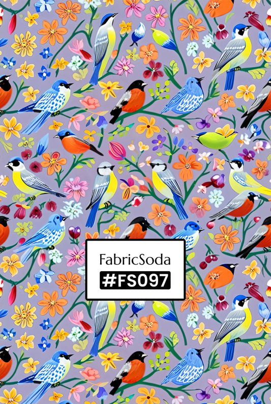 FS097 Vibrant Birds Floral Printed Fabric