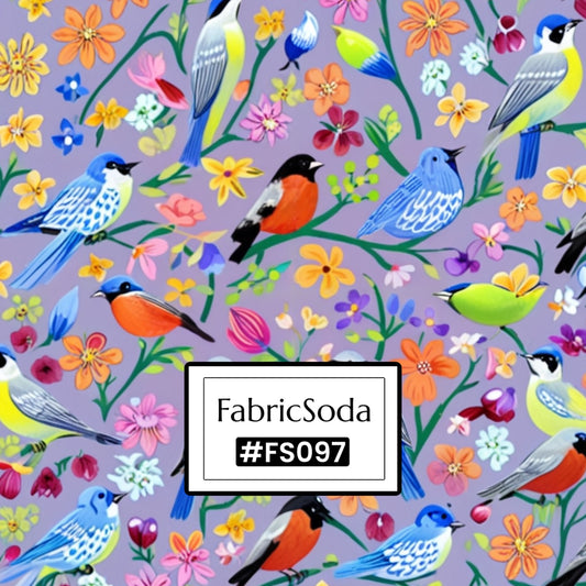 FS097 Vibrant Birds Floral Printed Fabric