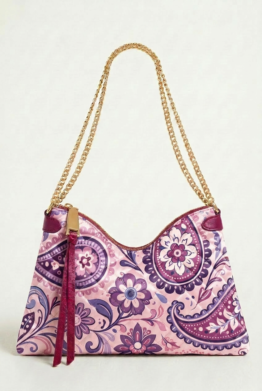 FS098 Pink Floral Paisley Printed Fabric