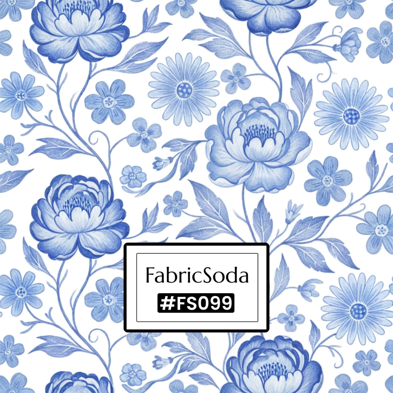 FS099 Blue Floral Printed Fabric