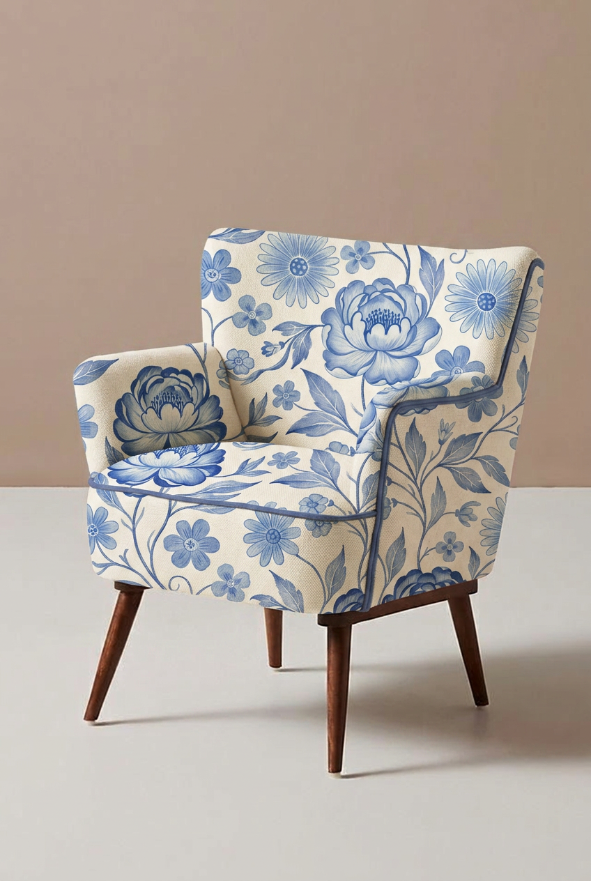 FS099 Blue Floral Printed Fabric