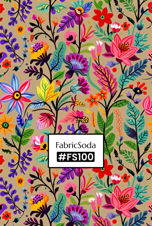 FS100 Wildflower on Beige Fabric
