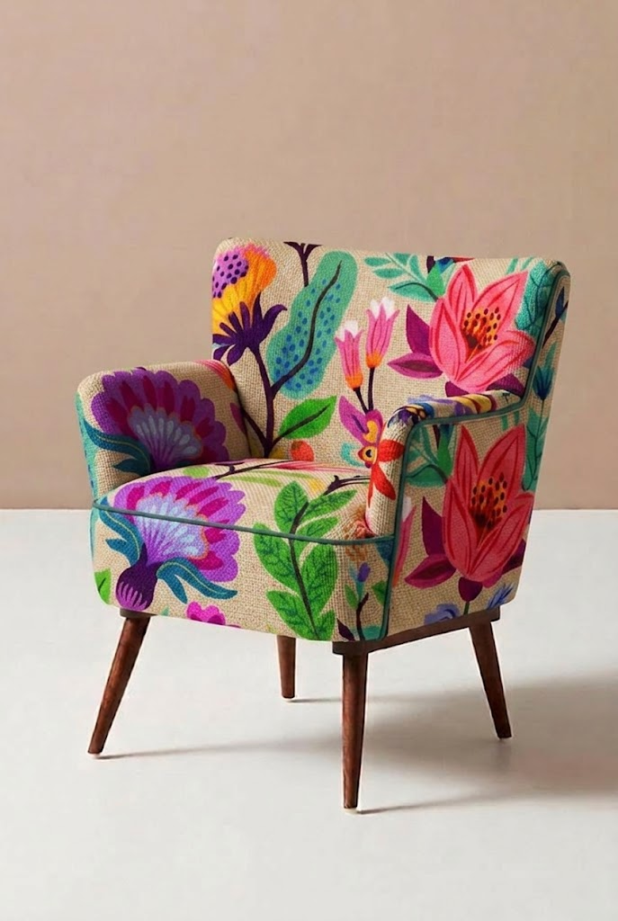FS100 Wildflower on Beige Printed Fabric