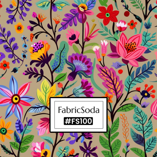 FS100 Wildflower on Beige Seamless Pattern PNG