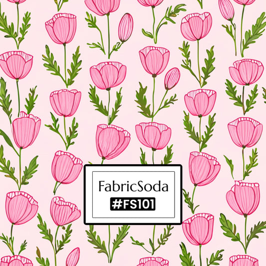 FS101 Pink Flower Printed Fabric