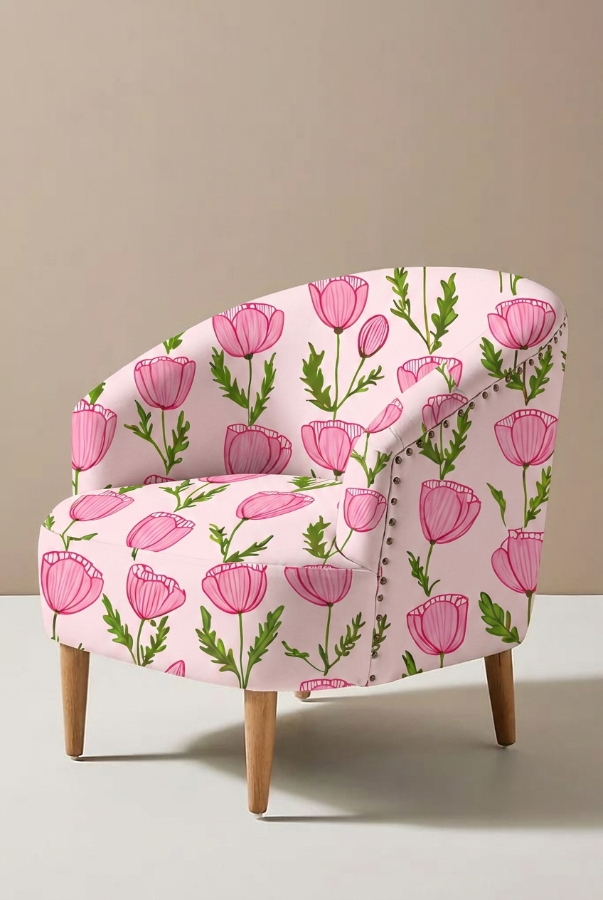 FS101 Pink Flower Printed Fabric