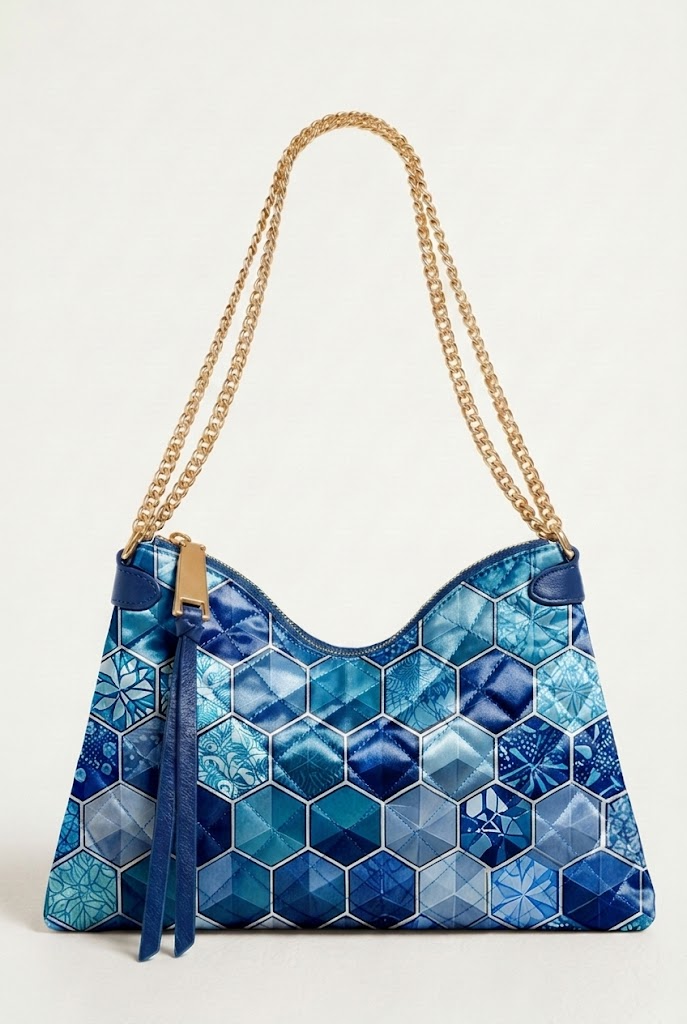 FS102 Blue Cube Geometric Printed Fabric