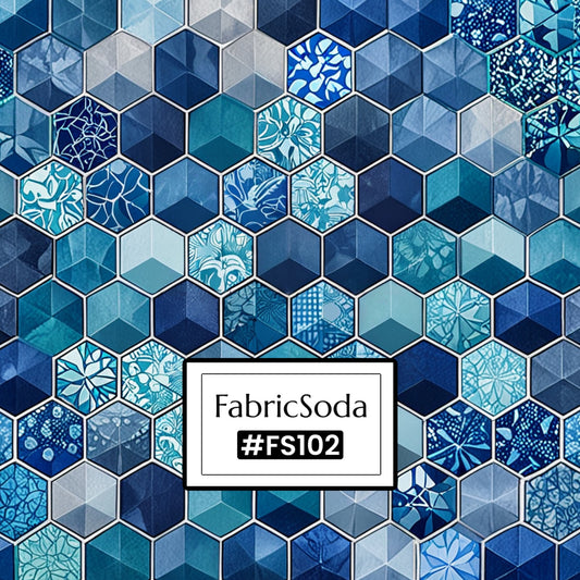 Hexagonal blue pattern, blue geometric pattern, blue seamless pattern 