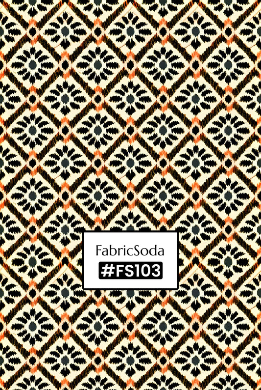 FS103 Brown Ikat Geometric Fabric