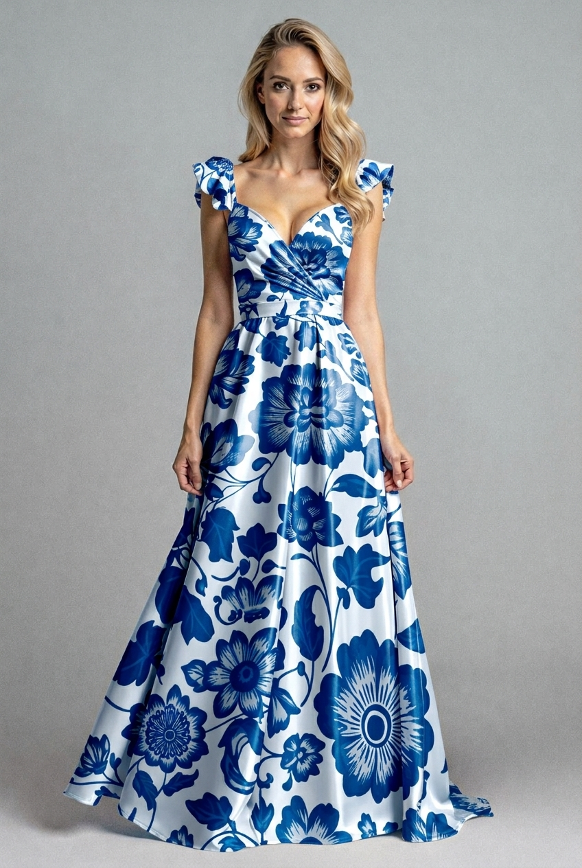 FS104 Blue and White Porcelain Printed Fabric