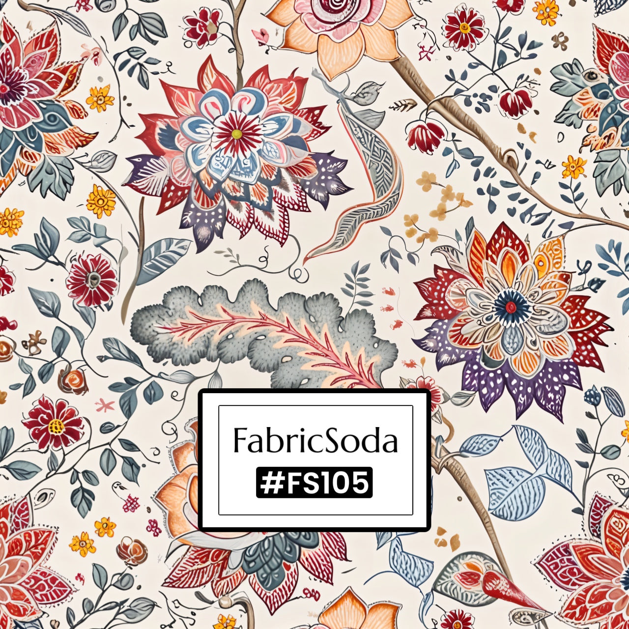 FS105 Exquisite Vintage Floral Printed Fabric