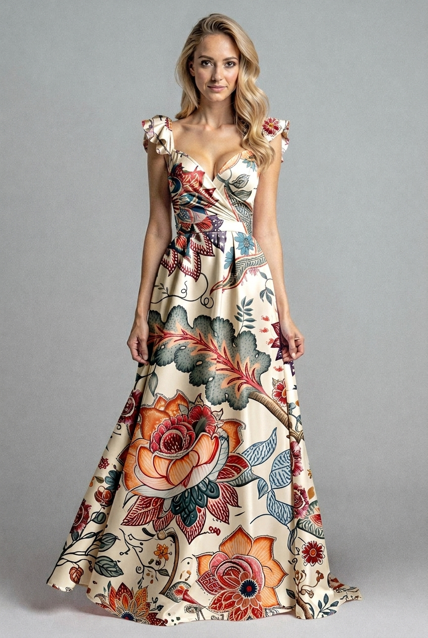 FS105 Exquisite Vintage Floral Printed Fabric