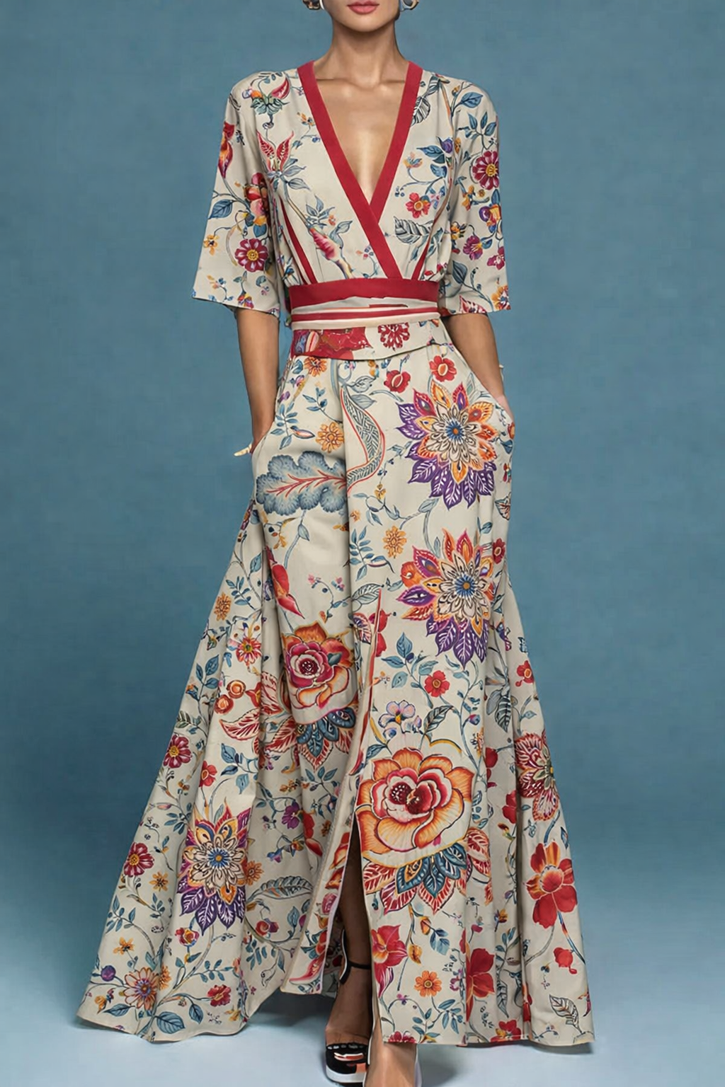 FS105 Exquisite Vintage Floral Printed Fabric