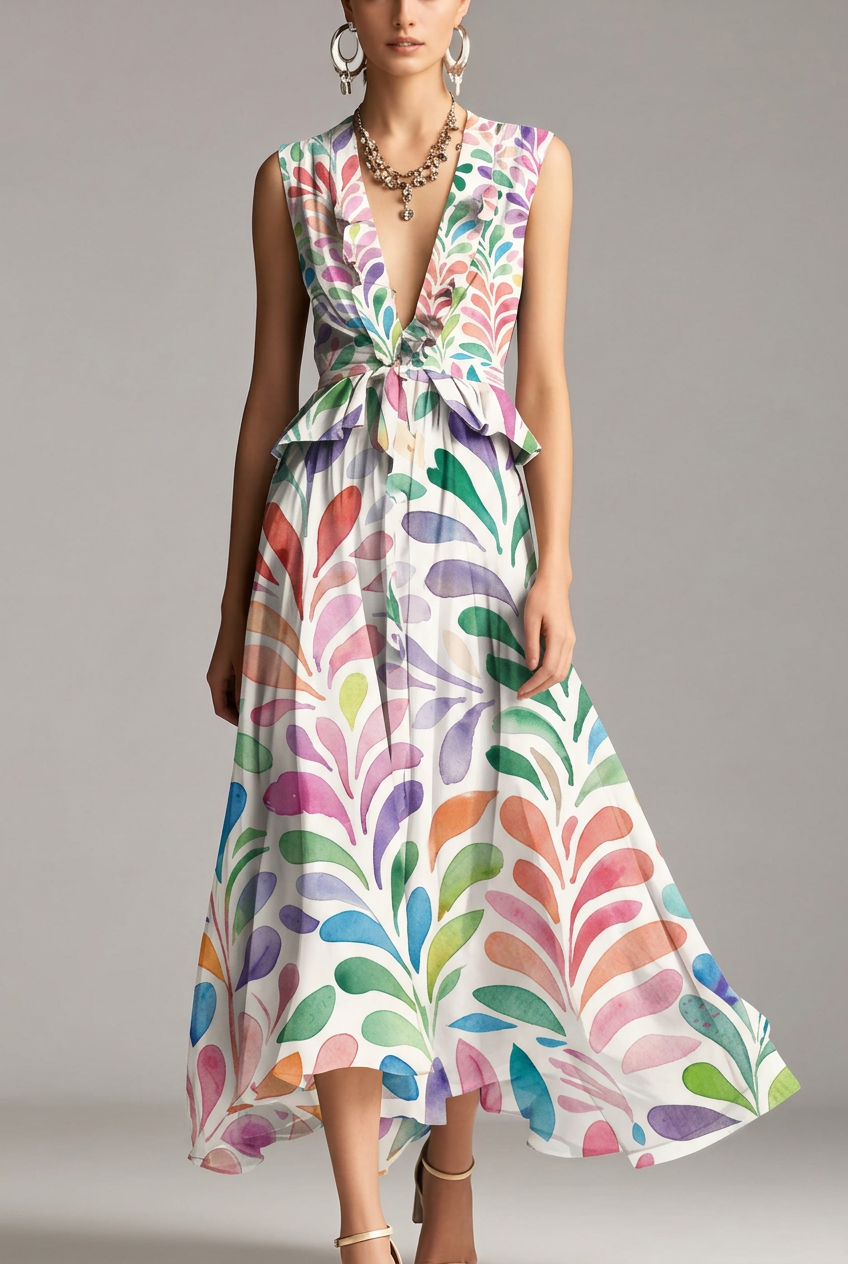 FS107 Watercolour Teardrop Floral Printed Fabric