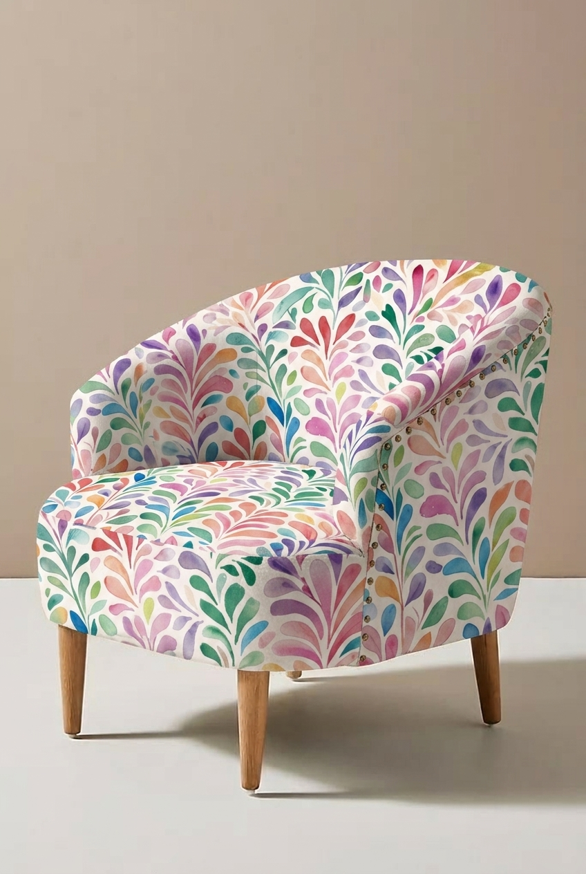 FS107 Watercolour Teardrop Floral Printed Fabric