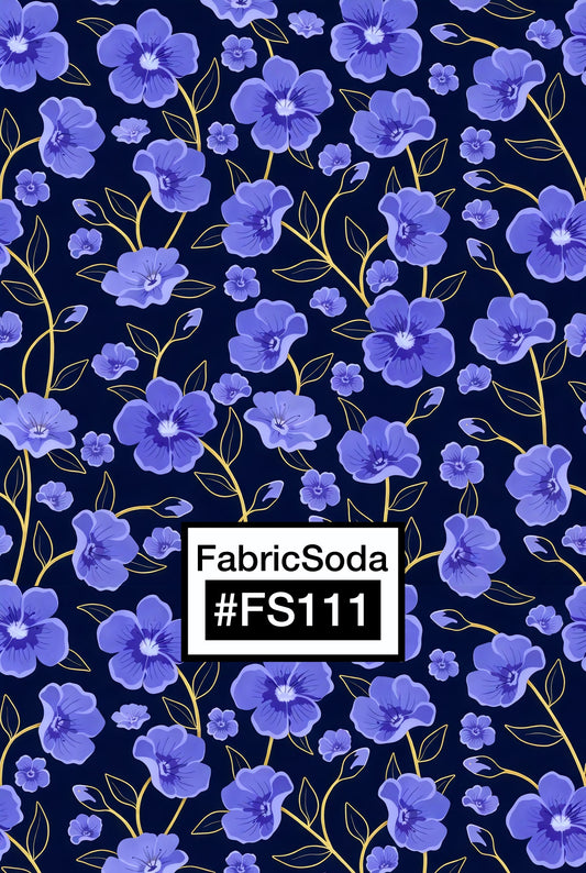 FS111 Purple Floral Printed Fabric