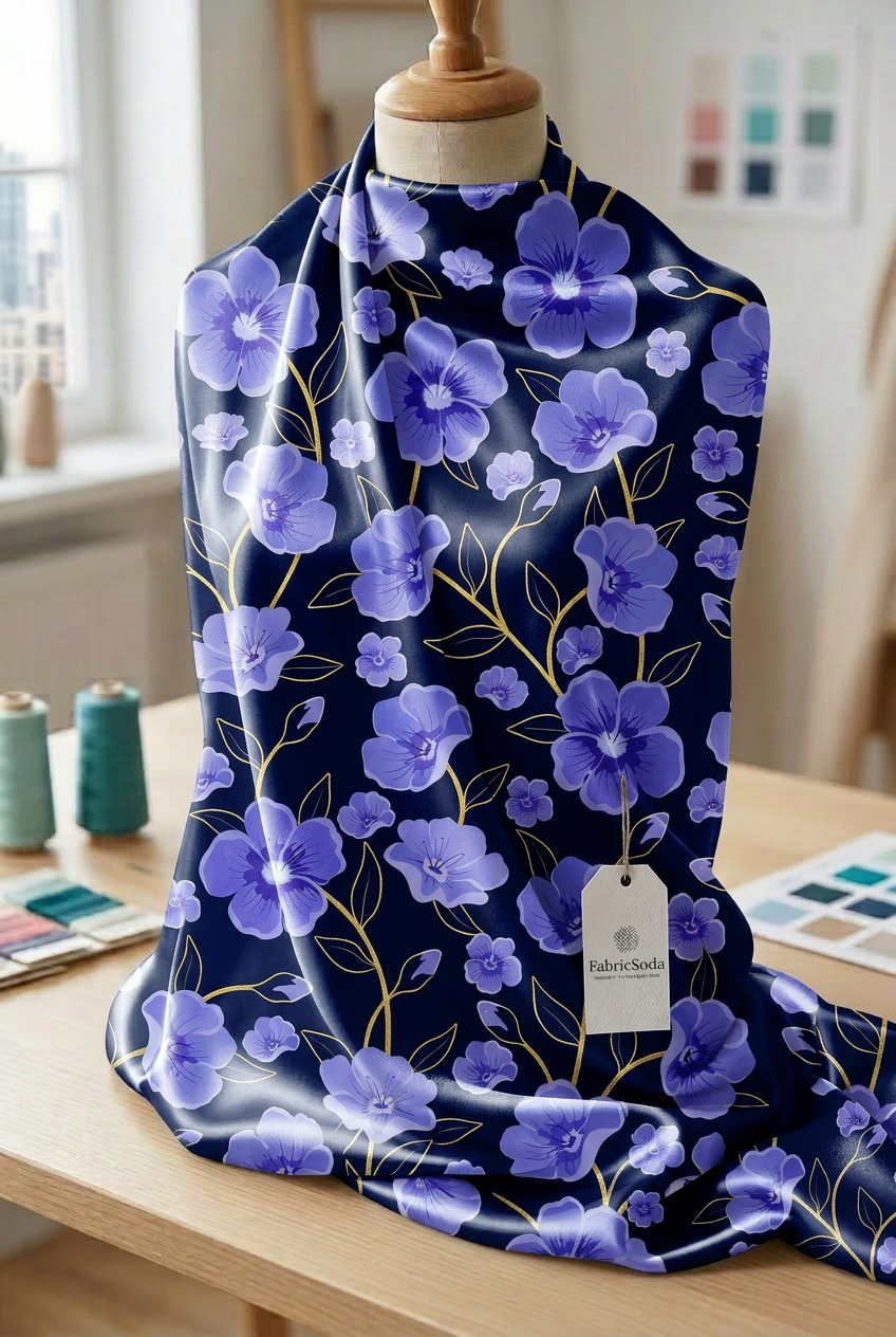 FS111 Purple Floral Printed Fabric