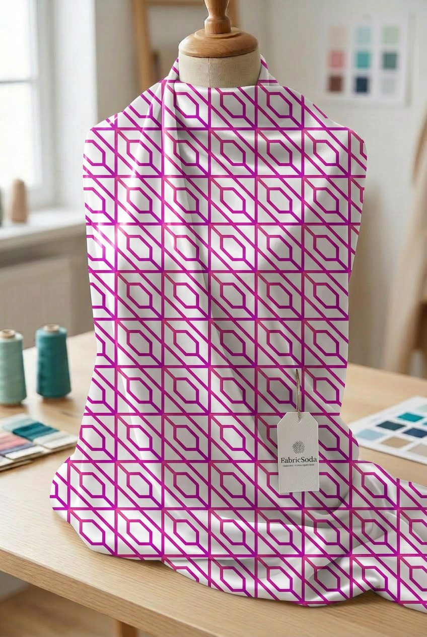 FS112 Pink Geometric Printed Fabric