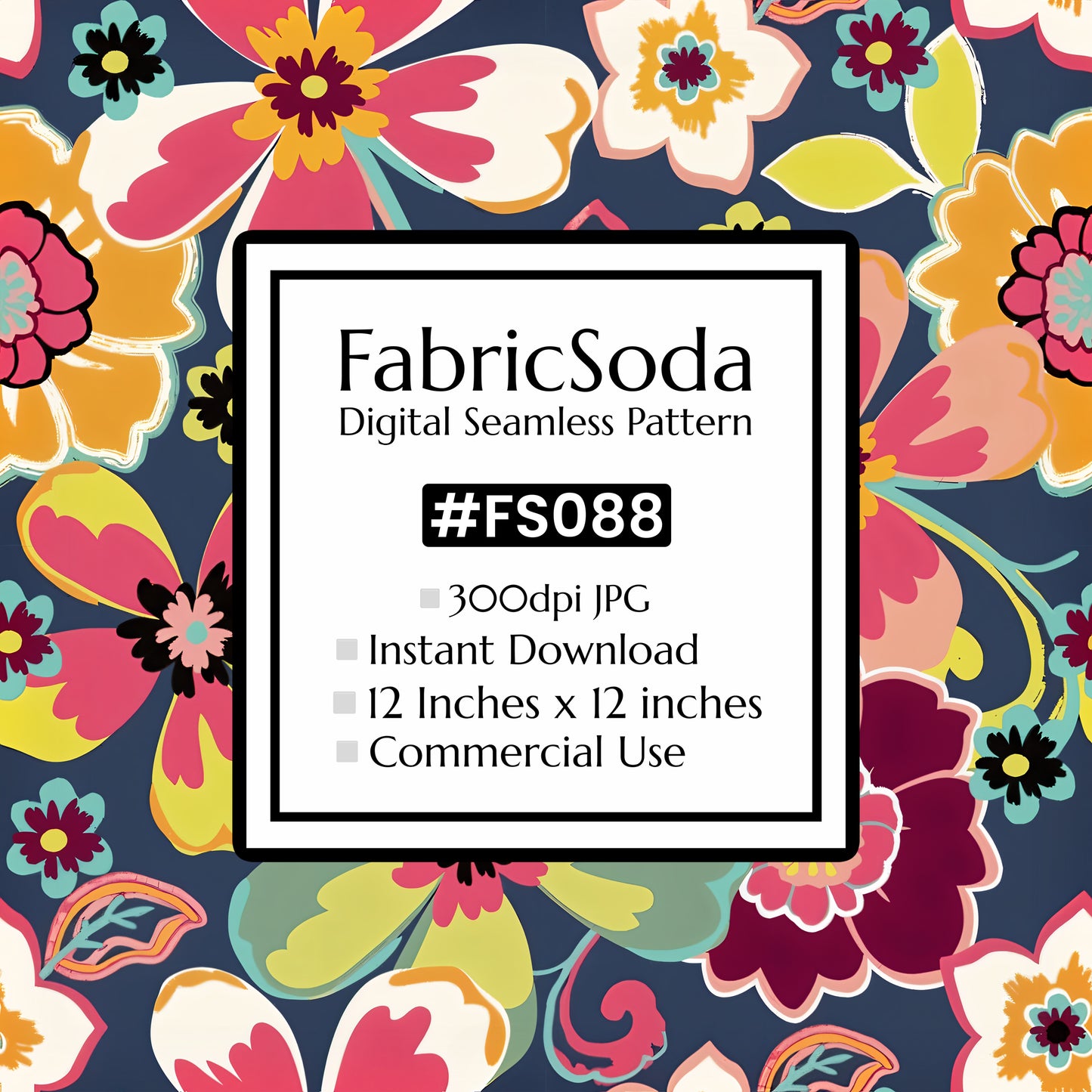 FS088 Colourful Blooming Flowers Seamless Pattern JPG