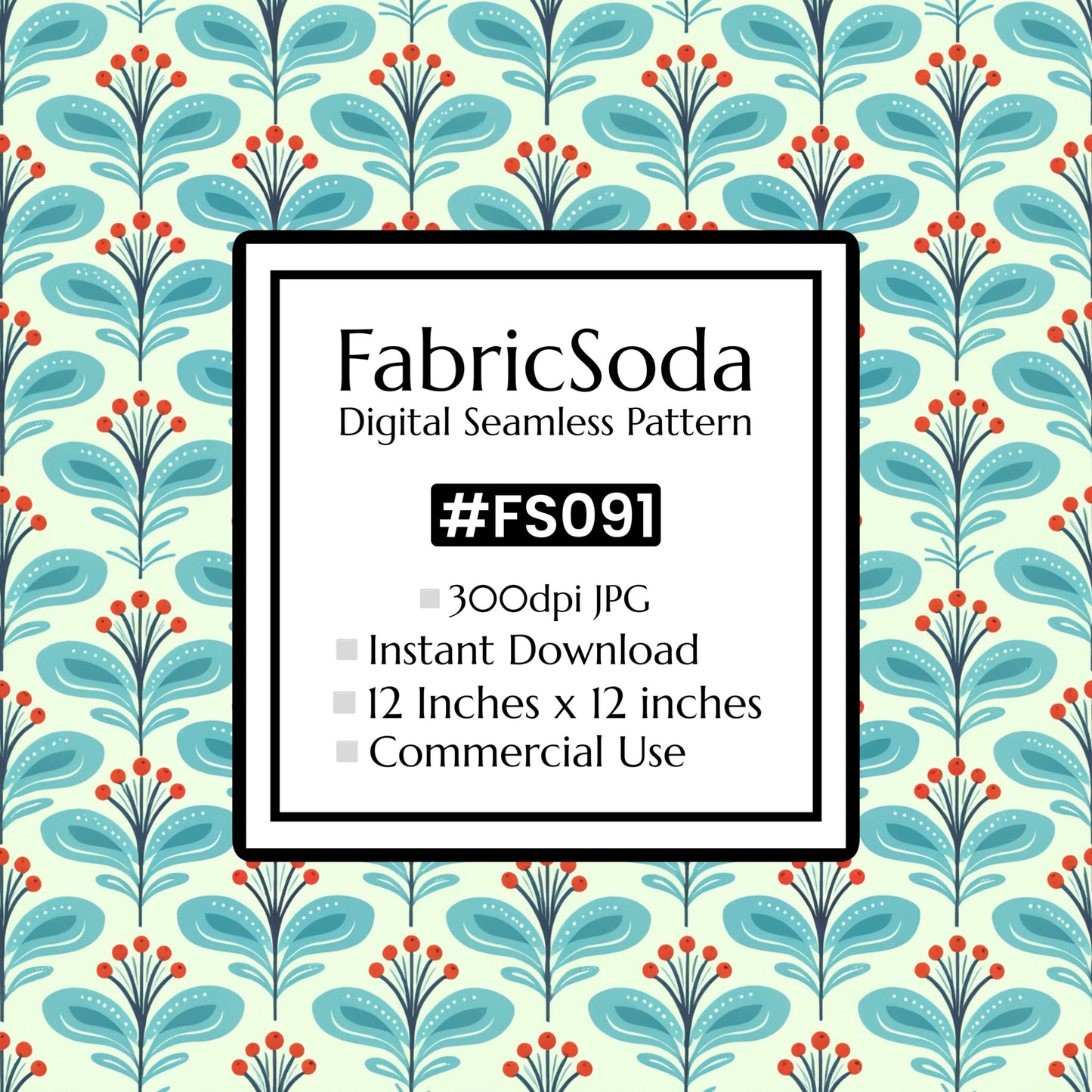 FS091 Fancy Blue Floral Seamless Pattern PNG