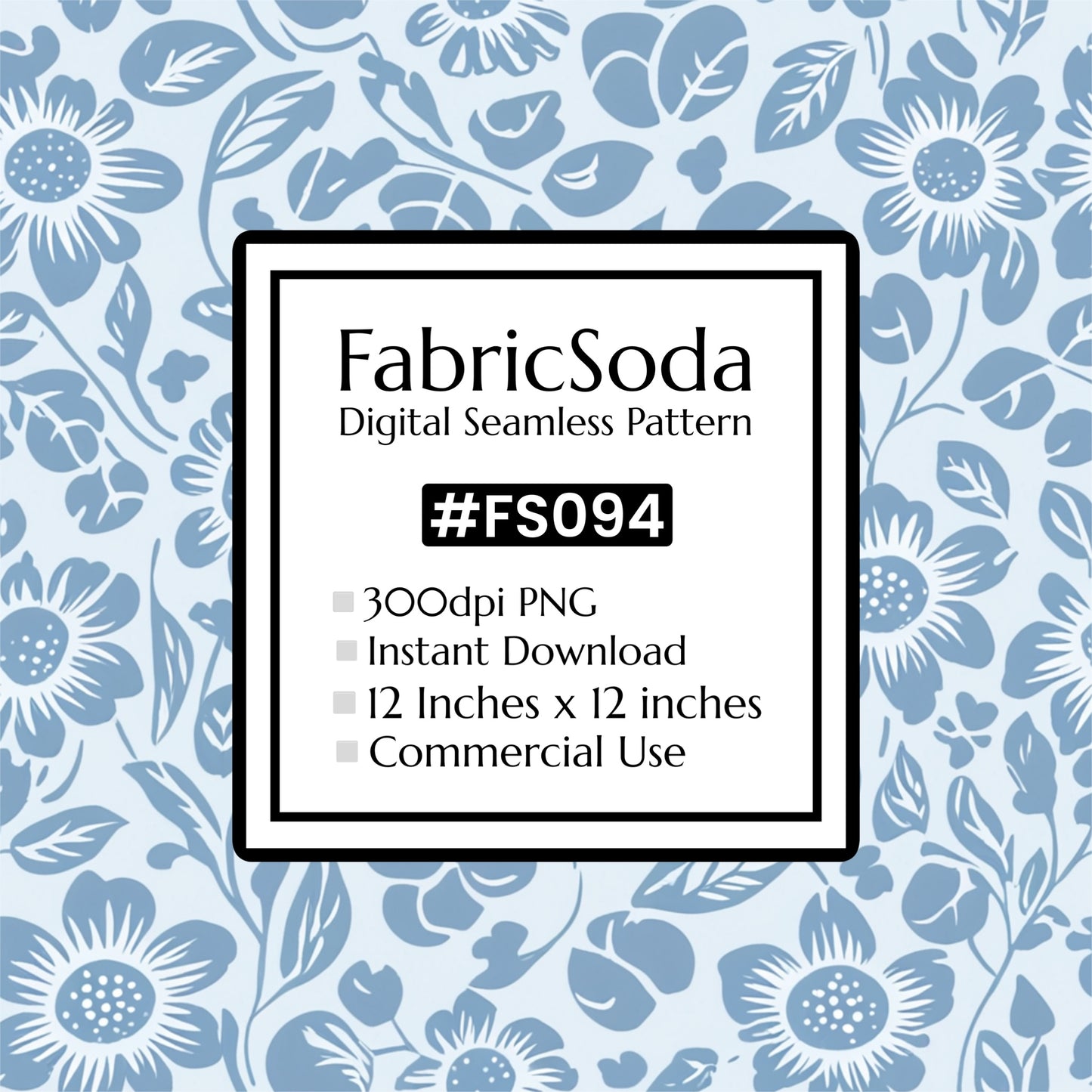 FS094 Light Blue Floral Seamless Pattern PNG, blue floral pattern 