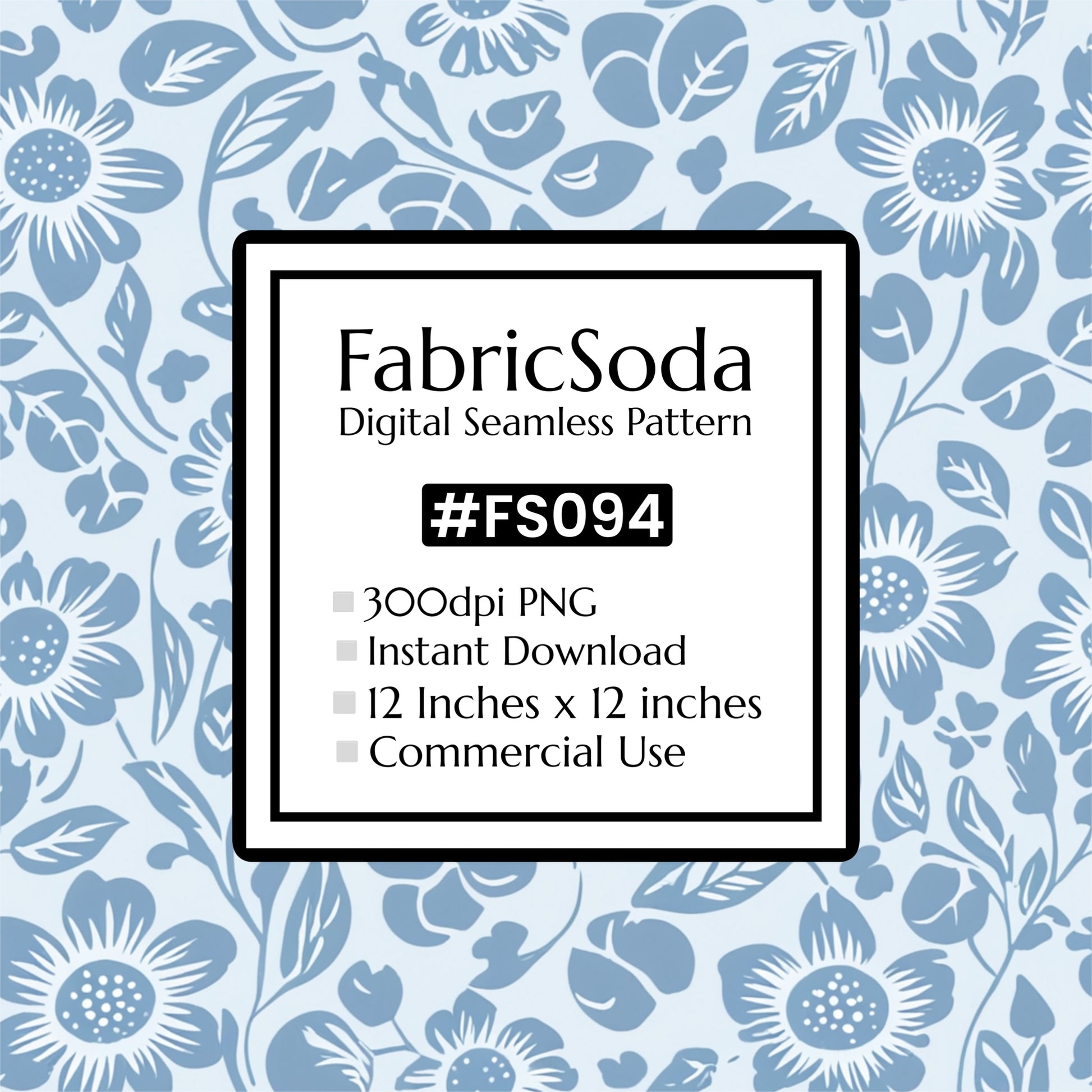 FS094 Light Blue Floral Seamless Pattern PNG, blue floral pattern 