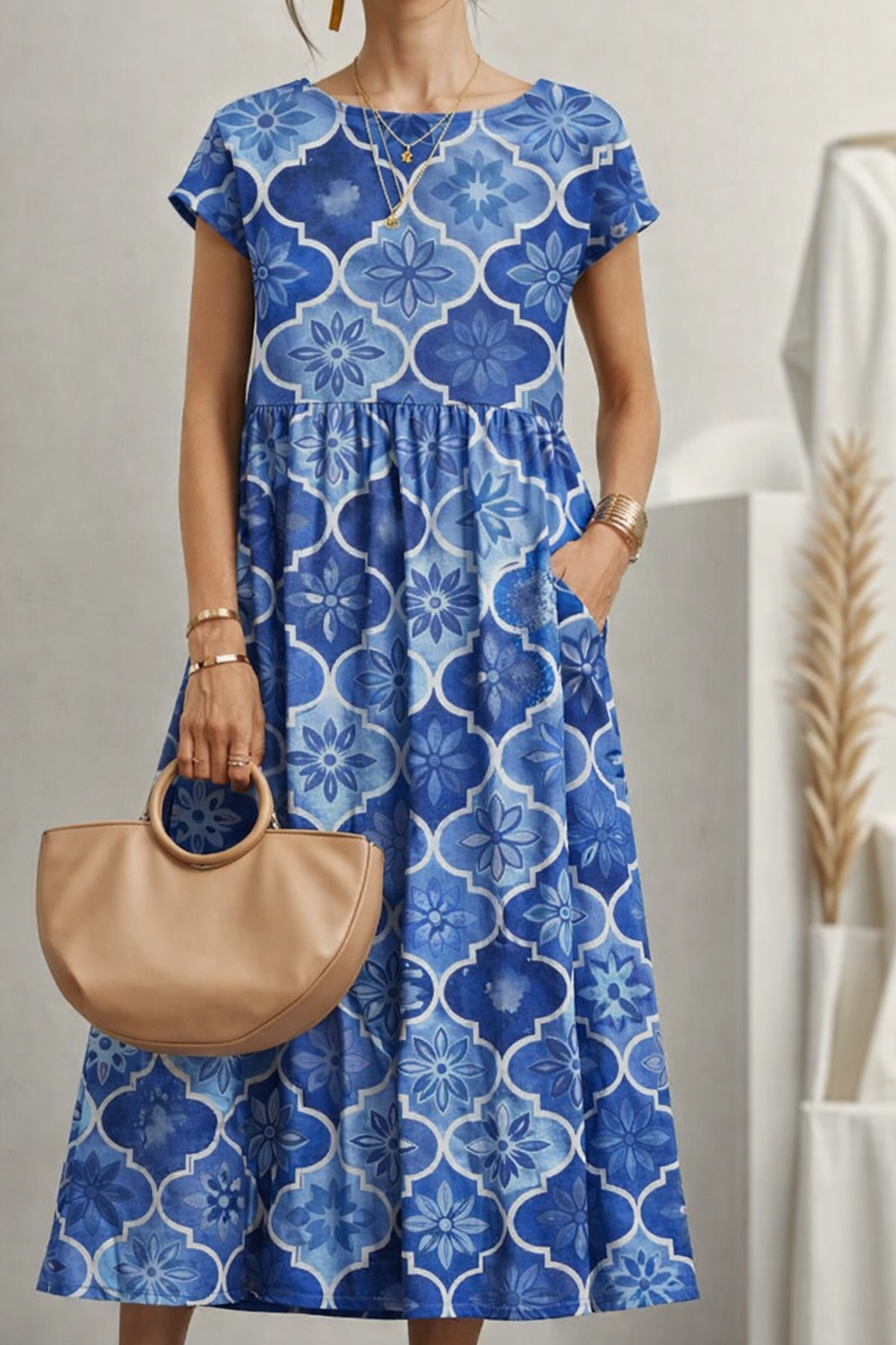 FS096 Blue Watercolour Geometric Seamless Pattern PNG