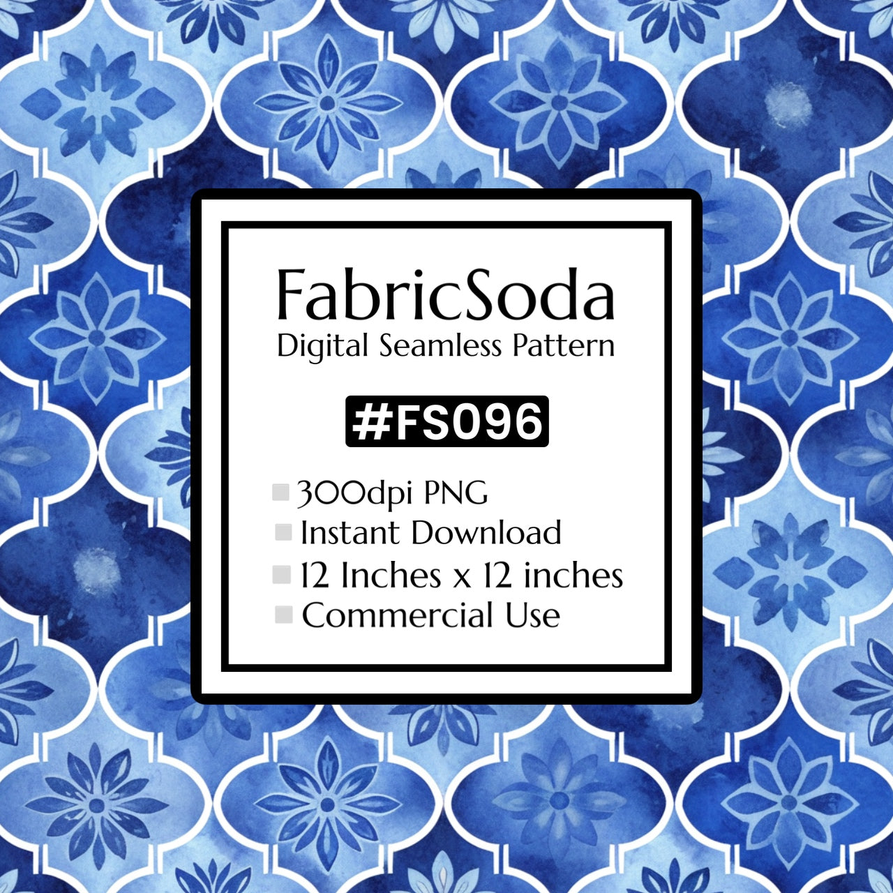 FS096 Blue Watercolour Geometric Seamless Pattern PNG