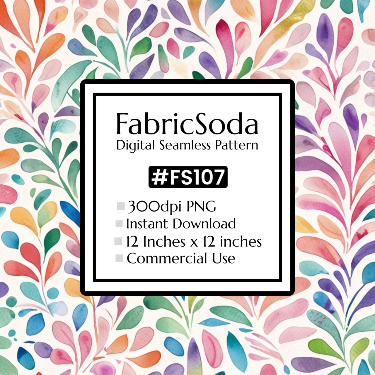 FS107 Watercolour Teardrop Floral Seamless Pattern PNG