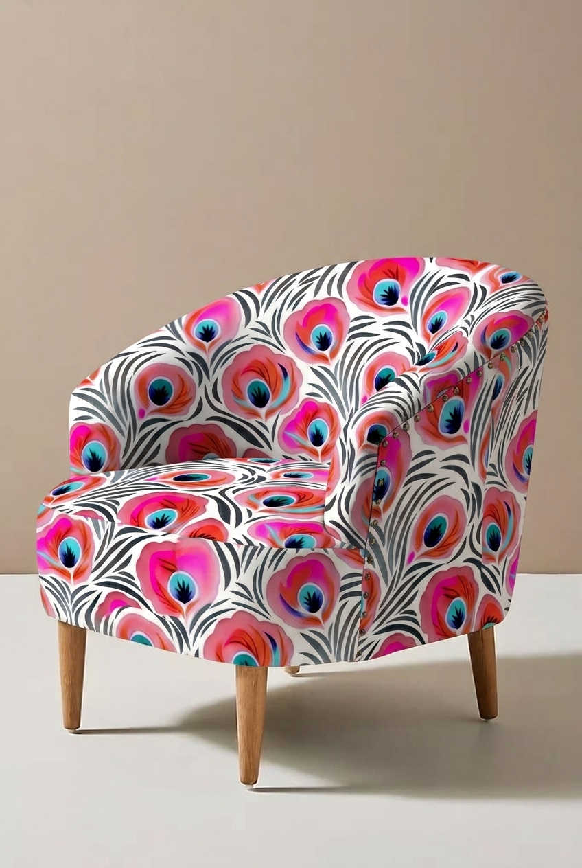 FS012 Exotic Pink Peacock Printed Fabric