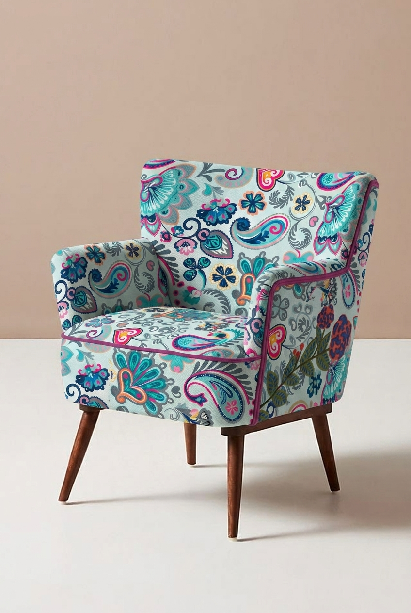 FS013 Blue Paisley Printed Fabric